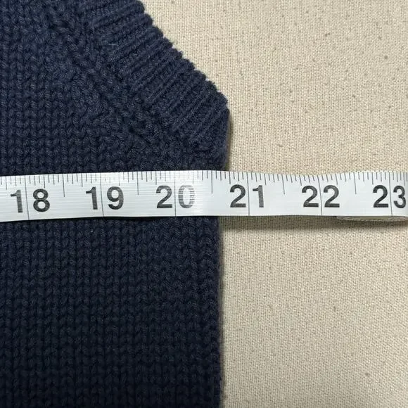 VTG Eddie Bauer Knit Sweater Vest Men's Size M Navy Blue 100% Cotton Sleeveless - Picture 8 of 8